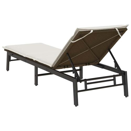 Liggestol med hynde polyrattan brun