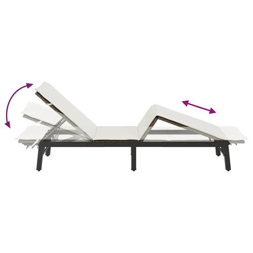 Liggestol med hynde polyrattan brun