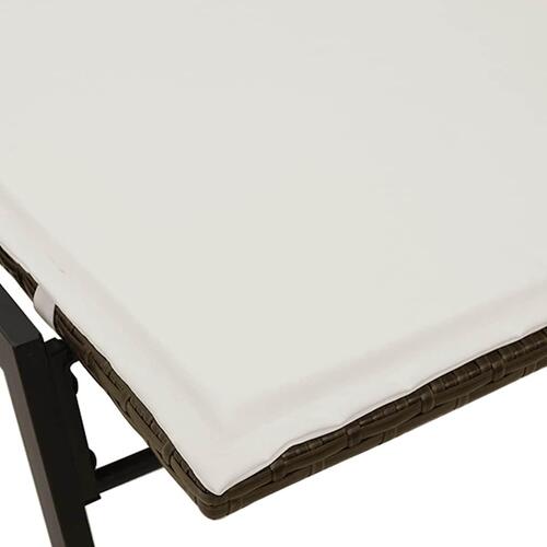 Liggestol med hynde polyrattan brun