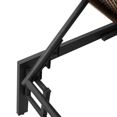 Liggestol med hynde polyrattan brun