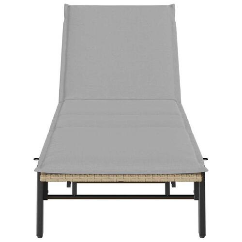 Liggestol med hynde polyrattan beige