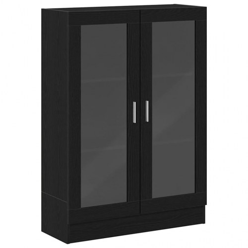 Bogskab med glaslåger - 82,5×30,5×115 cm, konstrueret træ, sort egetræsfarve
