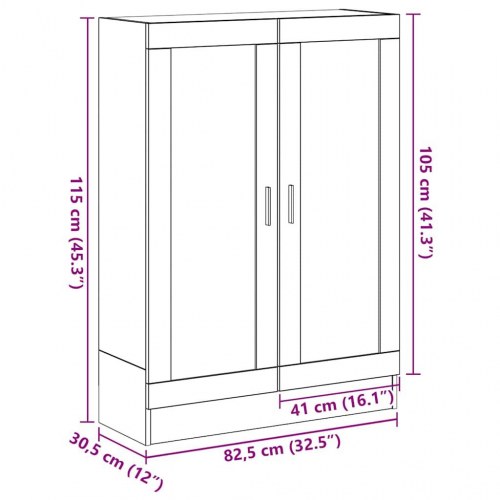 Bogskab med glaslåger - 82,5×30,5×115 cm, konstrueret træ, sort egetræsfarve