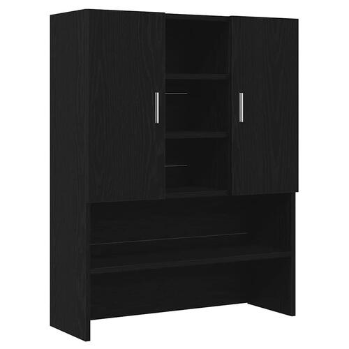 Badeværelsesskab 70,5x25,5x90 cm sort egetræsfarve
