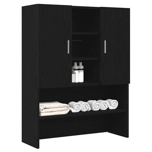 Badeværelsesskab 70,5x25,5x90 cm sort egetræsfarve