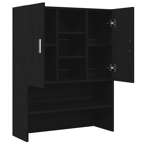 Badeværelsesskab 70,5x25,5x90 cm sort egetræsfarve