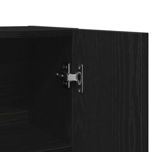 Badeværelsesskab 70,5x25,5x90 cm sort egetræsfarve
