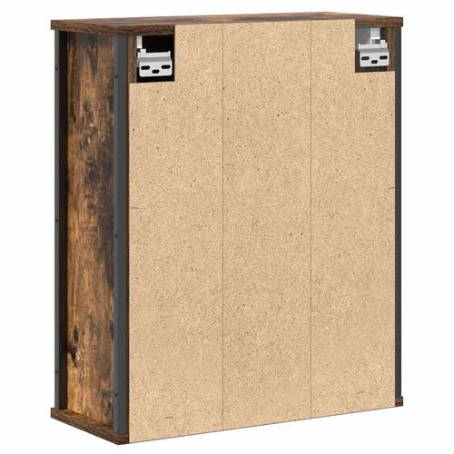 Vægskab til badeværelse med spejl 50x21x60 cm røget egetræ