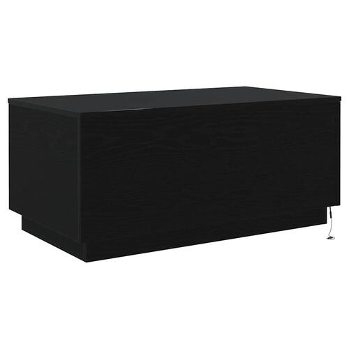 Sofabord med LED-lys 90x50x40 cm sort egetræsfarve