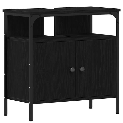 Underskab til håndvask 60x30x60 cm konstrueret træ sort eg