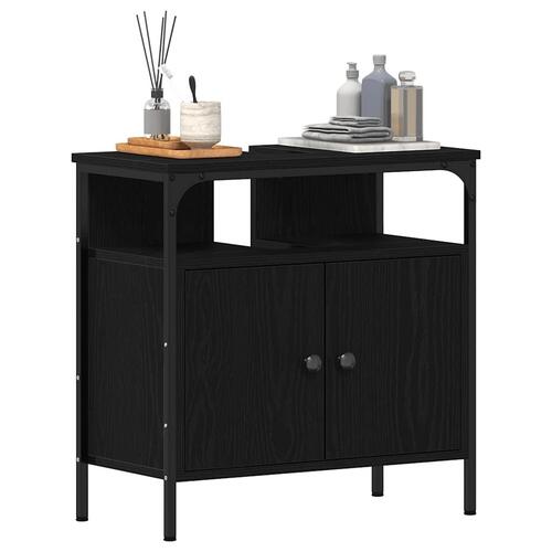 Underskab til håndvask 60x30x60 cm konstrueret træ sort eg