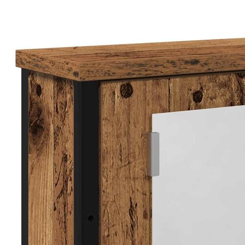 Badeværelsesskab m. spejl 42x12x60cm konstrueret træ antikt træ