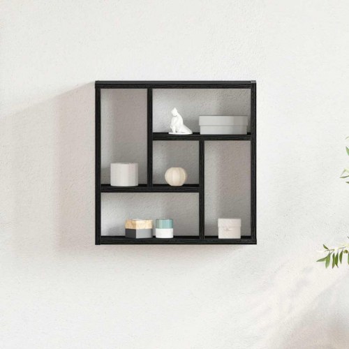 Væghylde 45×16×45 cm i konstrueret træ - sort egetræsfarve