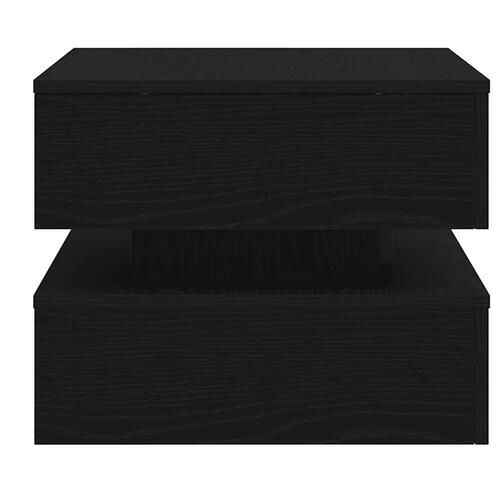 Sofabord med LED-lys 50x50x40 cm sort egetræsfarve