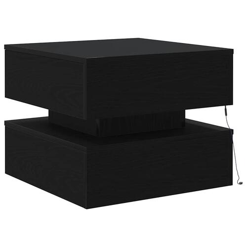Sofabord med LED-lys 50x50x40 cm sort egetræsfarve