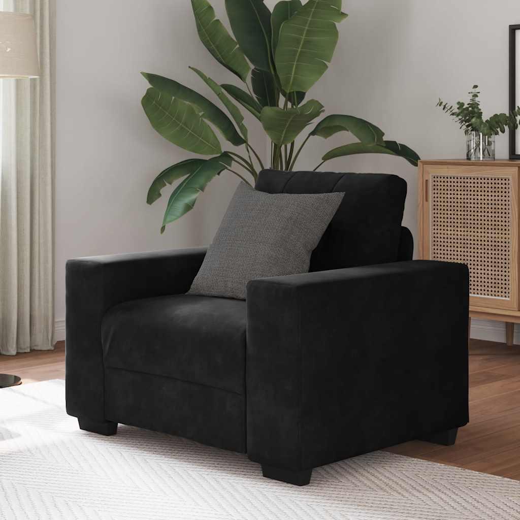 Sofastol 60 cm fløjl sort
