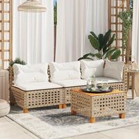 3-personers havesofa med hynder polyrattan beige