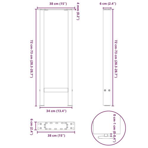 Sofabordben naturstål 2 stk. 38x(72-73) cm stål