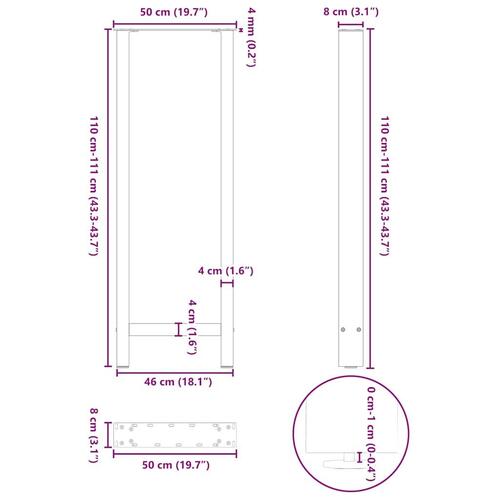 Sofabordben naturstål 2 stk. 50x(110-111) cm stål