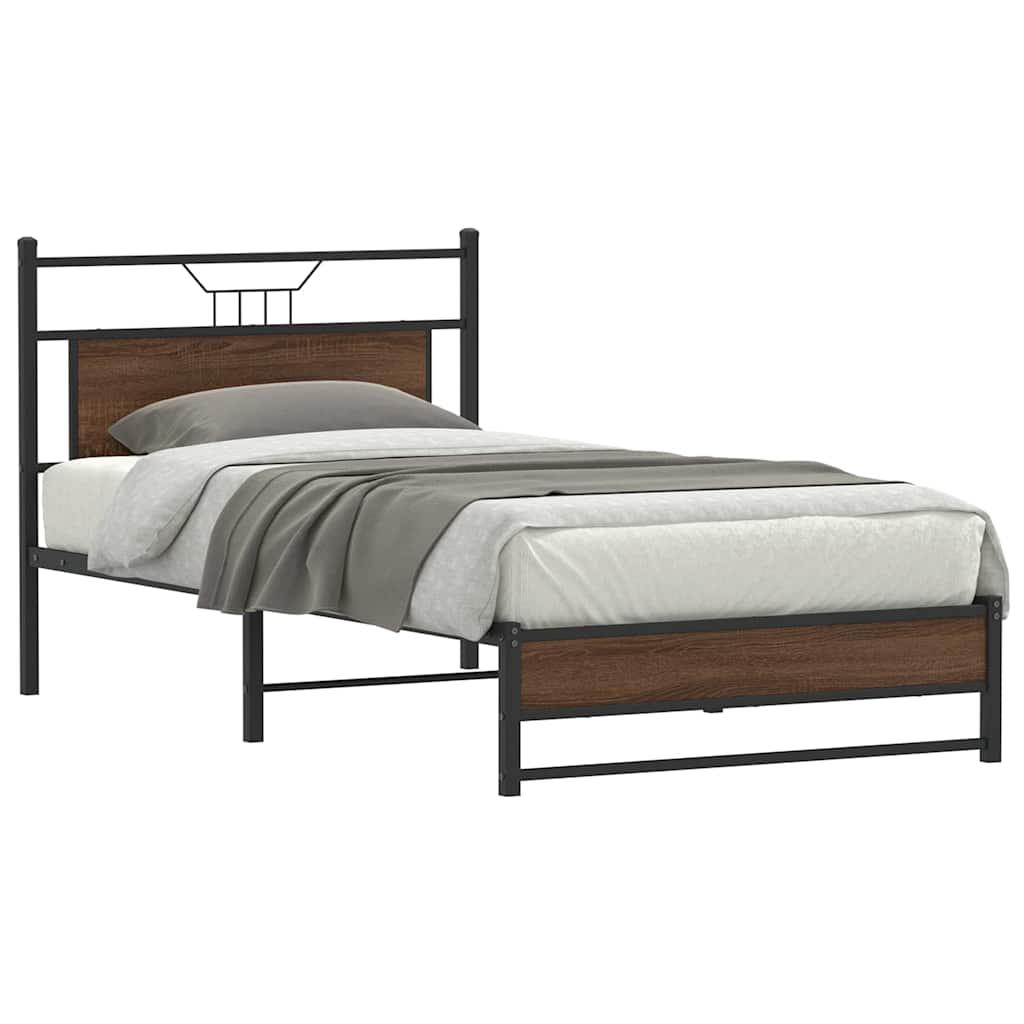Sengeramme uden madras 107x203 cm konstrueret træ brunt eg billede