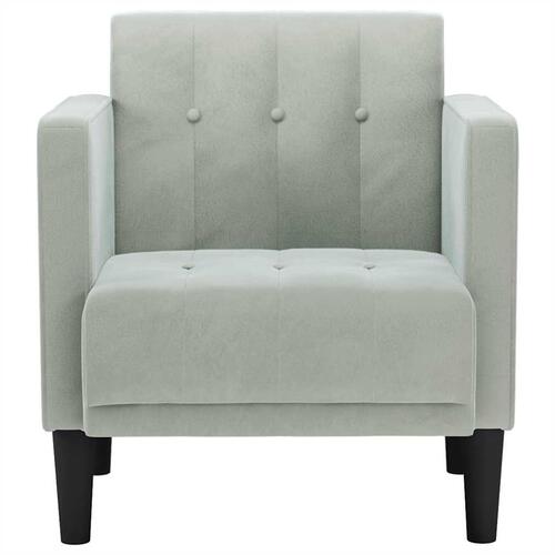 Sofastol med armlæn 53 cm fløjl lysegrå