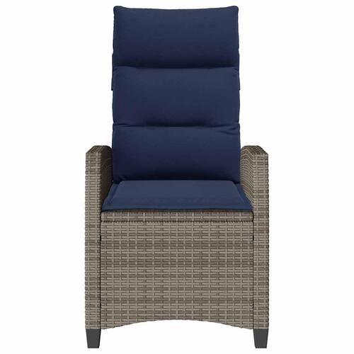 Havestol med lænefunktion og sidebord polyrattan grå