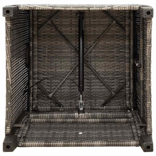 Havestol med lænefunktion og sidebord polyrattan grå