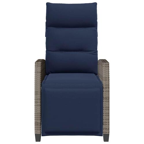Havestol med lænefunktion og sidebord polyrattan grå