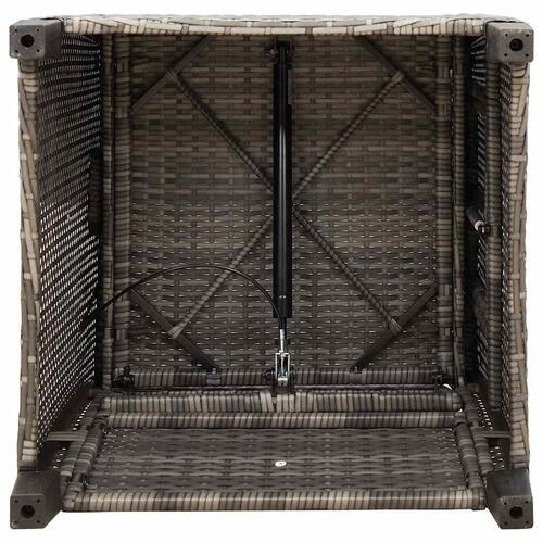 Havestol med lænefunktion og sidebord polyrattan grå