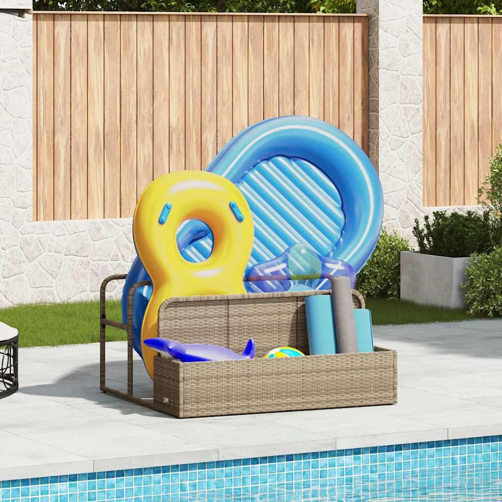 Float opbevaring ved poolen 110x100x57 cm polyrattan beige billede