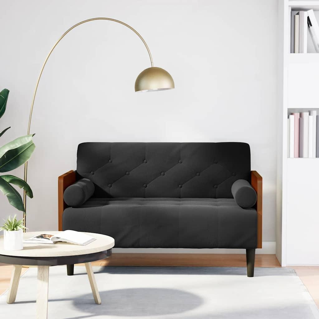 Elskovssofa med bolsterhynder 110 cm fløjl sort