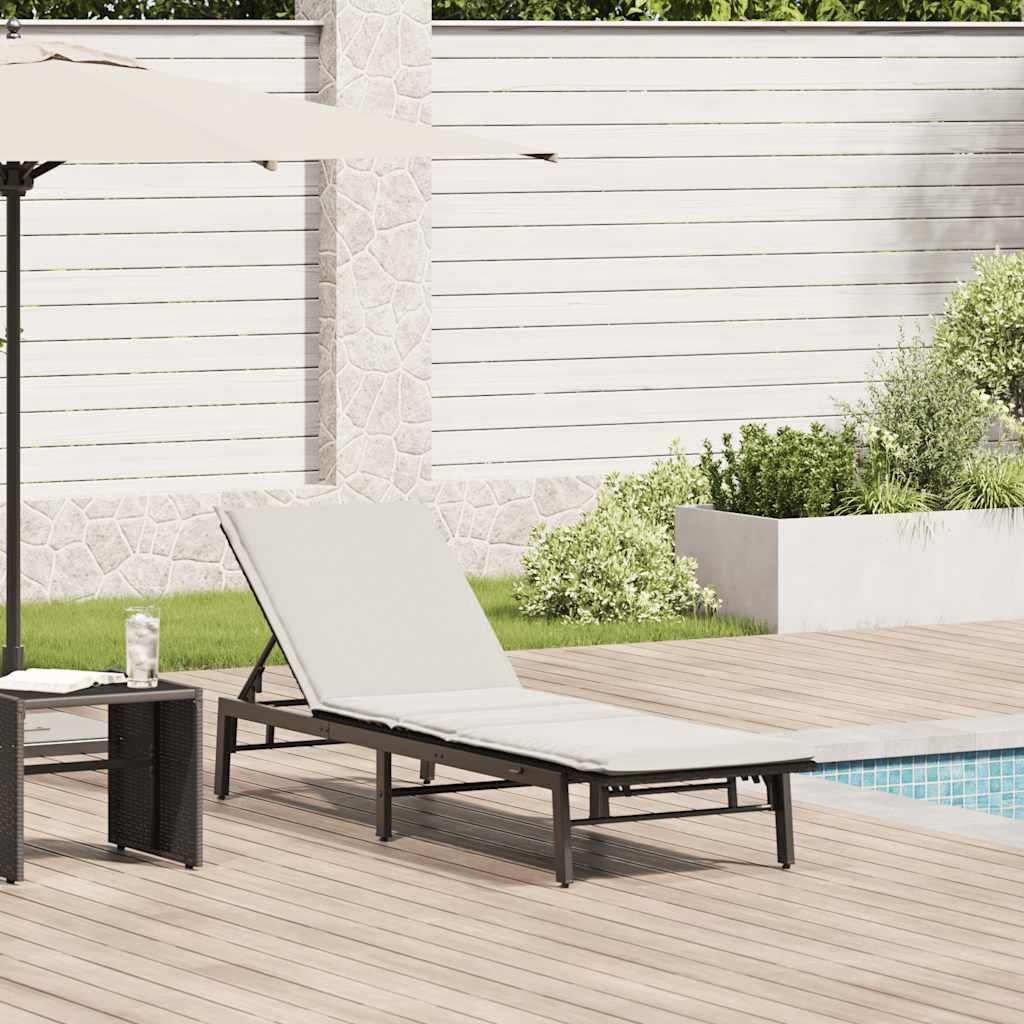 Liggestol med hynde polyrattan sort