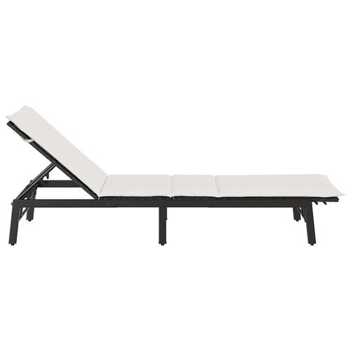 Liggestol med hynde polyrattan sort