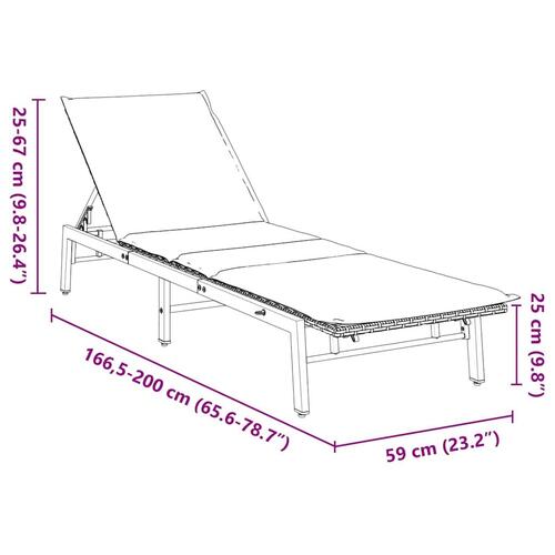 Liggestol med hynde polyrattan sort