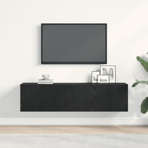 Væghængt tv-bord 120×30×30,5 cm i konstrueret træ - sort eg