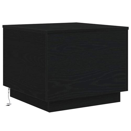 Sofabord med LED-lys 50x50x40 cm sort egetræsfarve