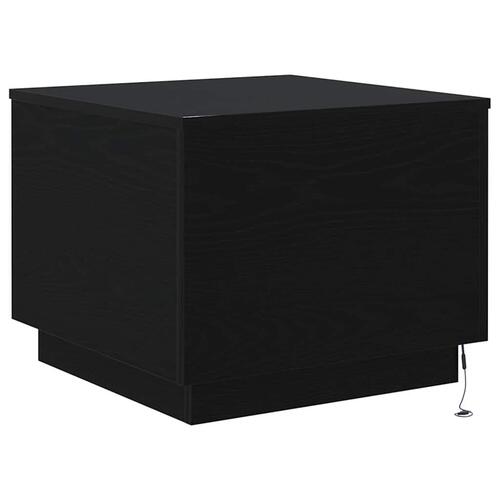 Sofabord med LED-lys 50x50x40 cm sort egetræsfarve