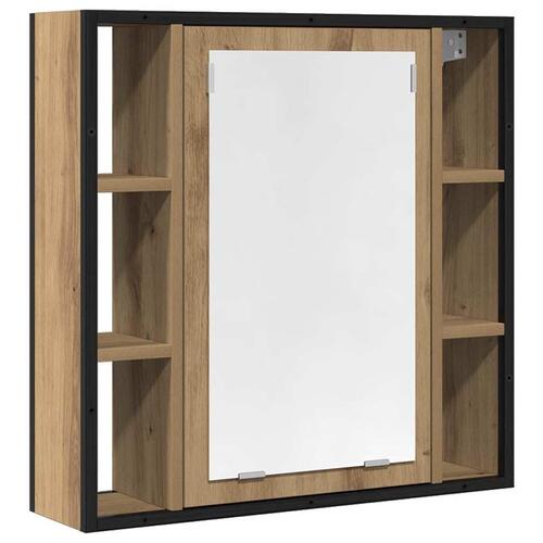 Badeværelsesskab + spejl 60x16x60 cm konstrueret træ kunsteg