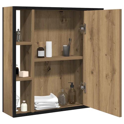 Badeværelsesskab + spejl 60x16x60 cm konstrueret træ kunsteg