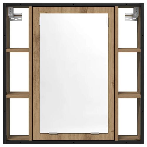 Badeværelsesskab + spejl 60x16x60 cm konstrueret træ kunsteg