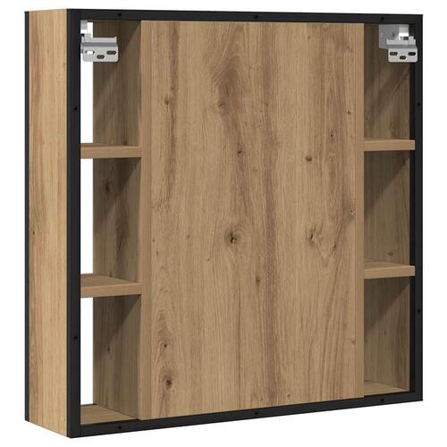 Badeværelsesskab + spejl 60x16x60 cm konstrueret træ kunsteg