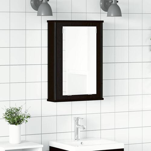 Badeværelsesskab med spejl 42x12x60 cm konstrueret træ sort eg