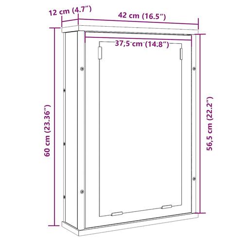 Badeværelsesskab med spejl 42x12x60 cm konstrueret træ sort eg