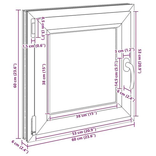 Kældervindue RISOR 60x60 cm Tilt&Drej DIN venstre hvid