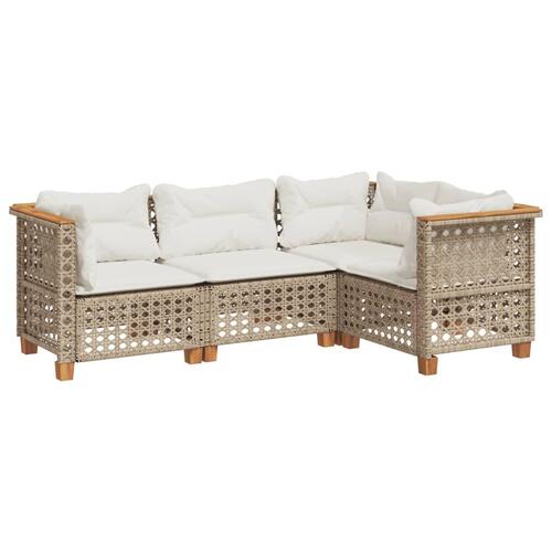 Sofasæt til haven 4 dele med hynder polyrattan beige