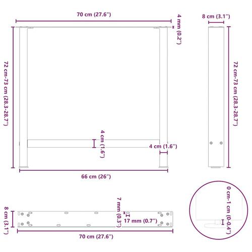 Sofabordben naturstål 2 stk. 70x(72-73) cm stål