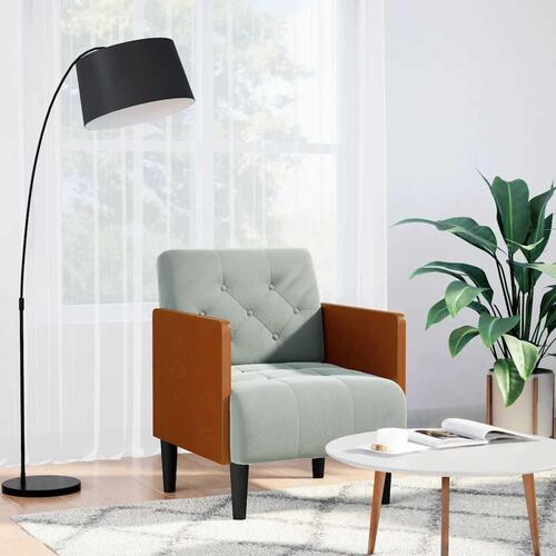 Sofastol med armlæn 55 cm fløjl lysegrå
