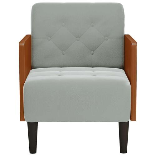 Sofastol med armlæn 55 cm fløjl lysegrå