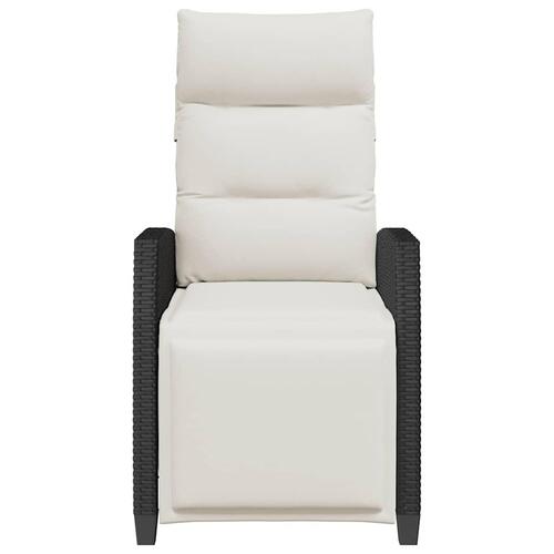 Havestol med lænefunktion og sidebord polyrattan sort