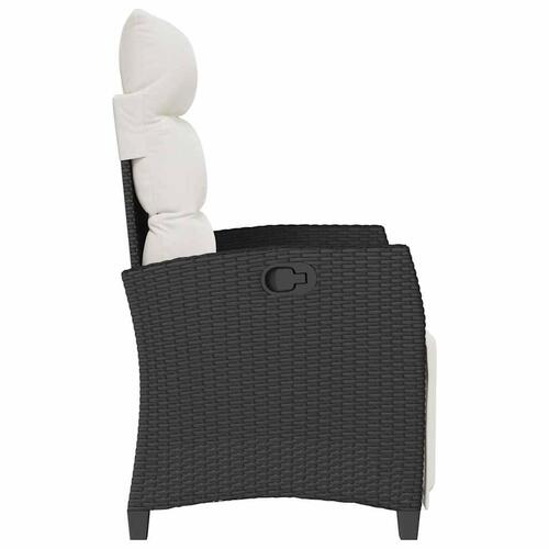 Havestol med lænefunktion og sidebord polyrattan sort